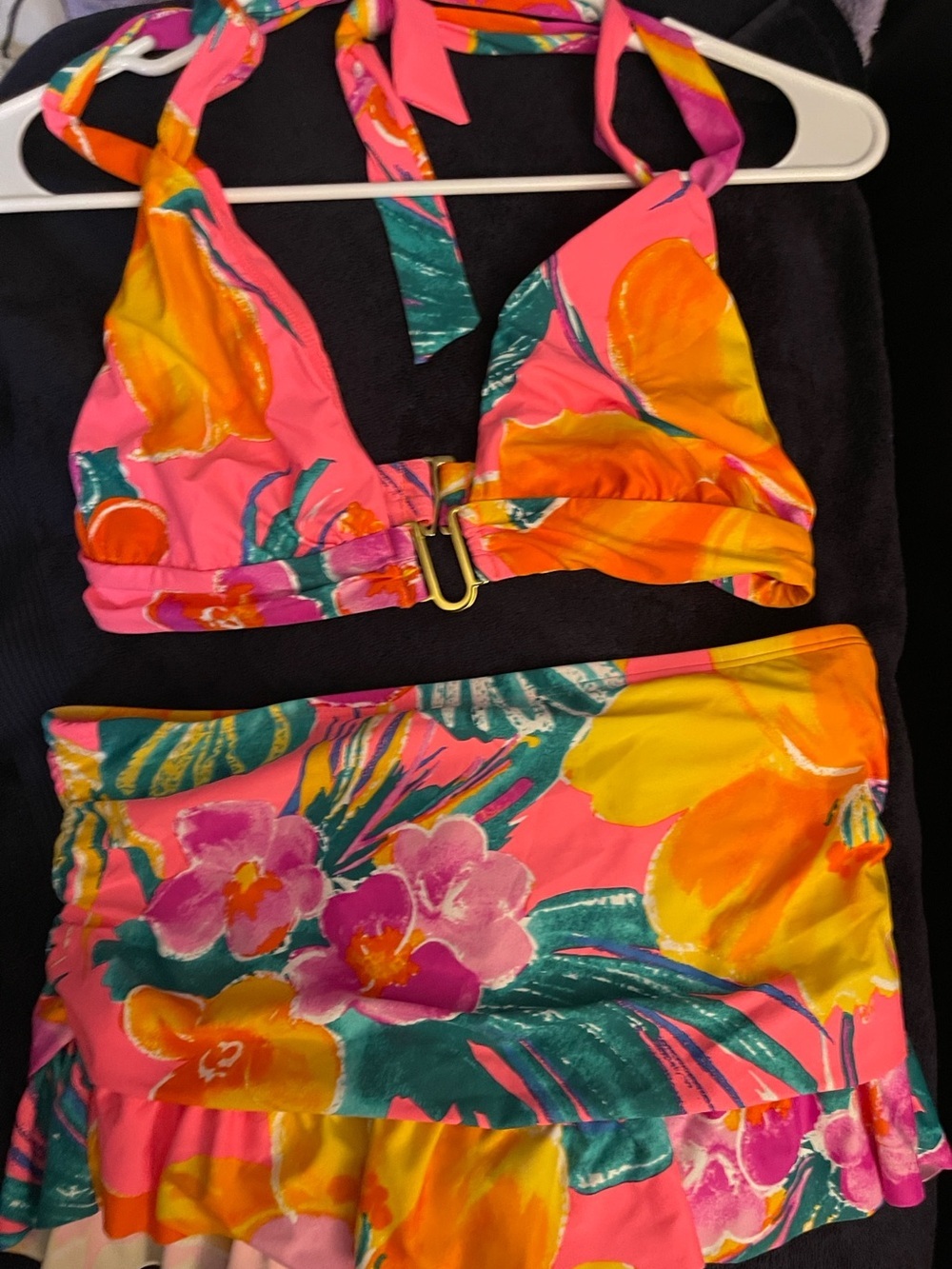 La Blanca Women's Isla Del Sol Ruffled Hipster Skirt w/bikini Top Fits M/L NWOT